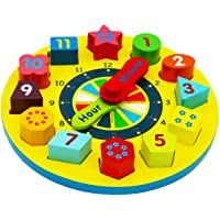 TOWO Juguete de Reloj de Madera educativo con Piezas de números para aprender la hora - Reloj de Rompecabezas para niños…
